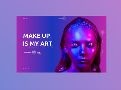 MAKE UP IS AN ART beauty blue design makeup purple typography ui ux website