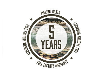 Malibu 5 Year Warranty Logo - Part 1 emblem icons illustration malibu sunset surf vector waves