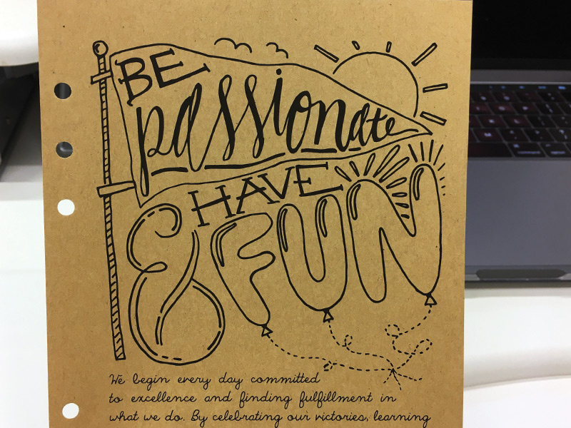 Be Passionate & Have Fun ampersand balloon pennant craft paper passionate fun hand drawn illustration