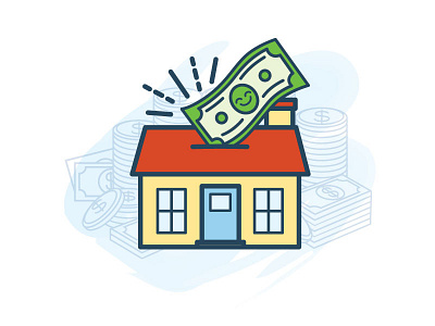 Home Savings Account home icon illo illustration money personification savings smiley watercolor