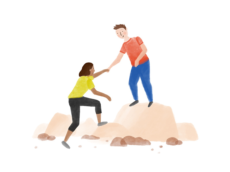 Helping Hand painting digital procreate hiking hand drawn illustration