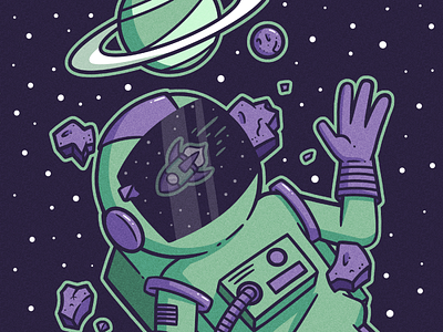 In Space No One Can Hear You cartoon clip studio paint complementary colors design discordant colors green illustration logo photoshop purple space vector