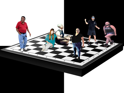 All the Players chess board family friends me