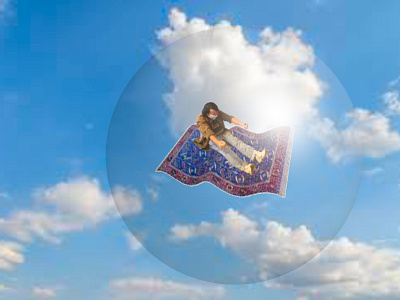 Rick in a Bubble bubble clouds flying carpet magic carpet man person sky