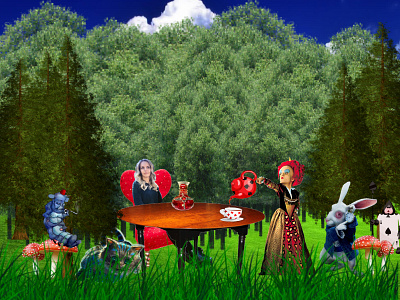 Alice in Wonderland alice in wonderland digital art digital design enjoyment evil queen family fun tea party