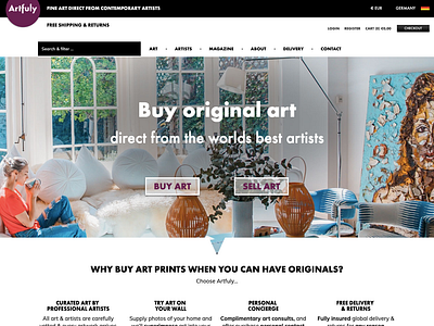 Artfuly Homepage July 2019 design e-commerce shop ui ux web website
