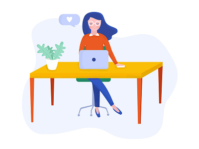 Home Office home office illustration laptop woman work