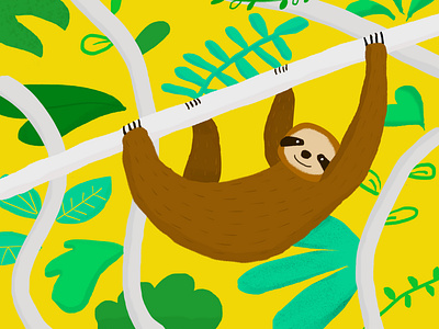 Sloth illustration jungle photoshop sloth
