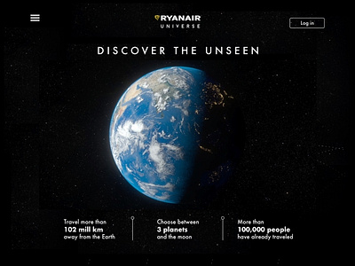 Ryanair Universe landing page space ui ui design universe ux web design