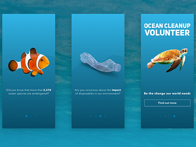 Ocean cleanup volunteer app app design onboarding ui ui design ux web design