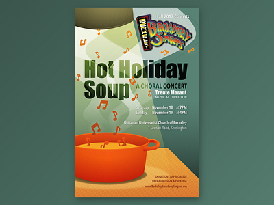 Hot Holiday Soup - Concert Flyer chorus concert illustration music sketch vector