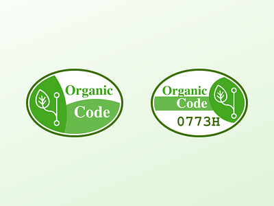 Organic Code Certified code green leaf illustration logo sketch sticker vector