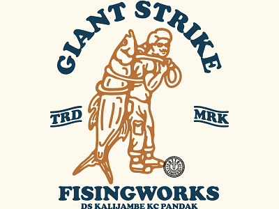 Giant Strike availabledesign badgedesign designforsale fishing fishing logo fishing t shirt design illustration logoforsale tshirtdesign vintage badge vintage design vintage logo