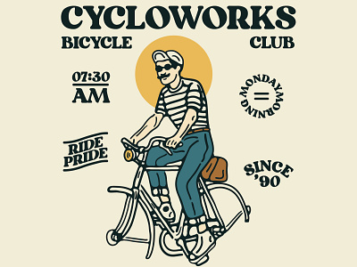 Cycloworks availabledesign badgedesign bicycle bicycles designforsale illustration logoforsale tshirtdesign vintage badge vintage bicycle vintage design vintage illustration