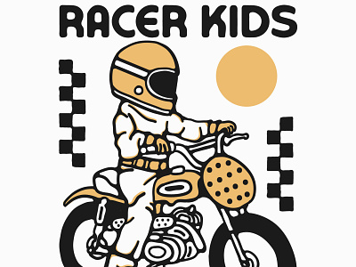 Racer kids availabledesign badgedesign designforsale dirtbike illustration motorcycle motorcycle illustration tshirtdesign vintage badge vintage design vintage illustration vintage motorcycle