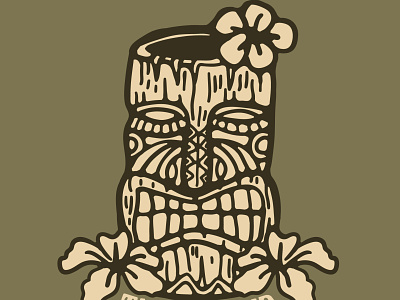 Tiki Island availabledesign badgedesign designforsale hawaii hawaiian hawaiian shirt illustration tiki tiki bar tshirtdesign vintage badge vintage design vintage illustration