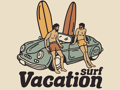 Surf Vacation availabledesign badge badgedesign car illustration logo surf surf illustration surfing tshirtdesign vintage badge vintage car vintage design vintage logo