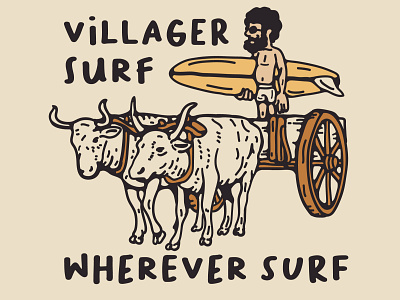 villager surf availabledesign badgedesign design illustration logo summer surf surf illustration surfing tropical tshirtdesign vintage badge vintage design