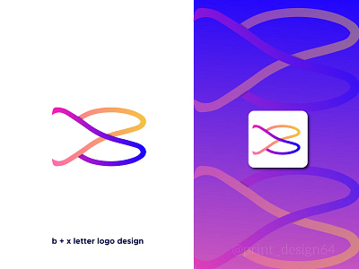 b +  x letter logo design