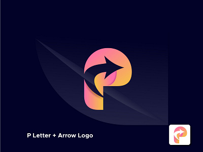 P Letter + Arrow Logo brand identity business logo company logo design illustration logo logo design minimalist logo modern logo