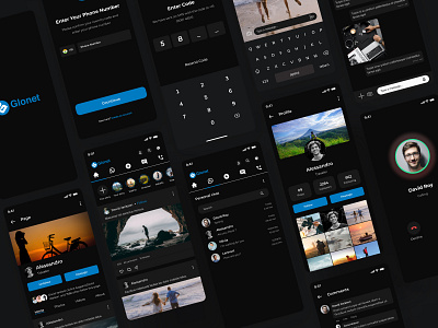 Glonet - Social Media App (Dark Mode)