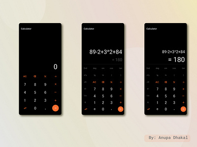 Calculator UI Design calculator app calculator ui contrast dark app dark theme design icon minimal mobile design ui ux