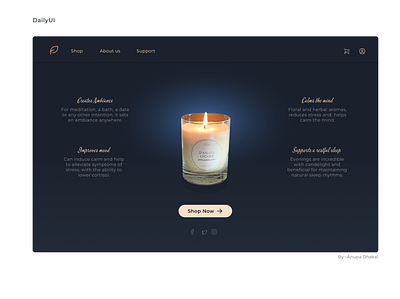 One Item e-commerce site - DailyUI branding candles contrast dailyui dark design ecommerce good design icon illustration landing page logo purchase now ui ux vector website