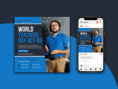 World Teachers Day Instagram Post awareness banner college cover education facebook post happy teachers day instagram post international day school social media post square social media post student teacher day template world teachers day