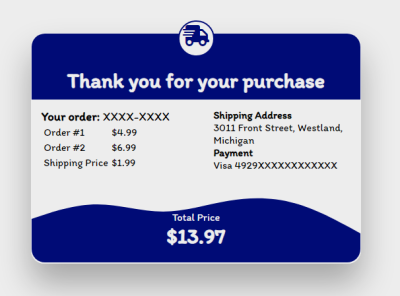 Email Receipt DailyUI 017 css daily 100 challenge daily ui dailyui dailyuichallenge design desktop email receipt front end front end front end development frontend html web web design website website design