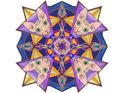 Sphynx mandala design illustration vector