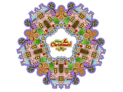 Gingerbread house design illustration mandala vector