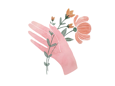 Hand with flowers design illustration