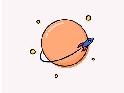 Spaceship and Planet illustration planet space spaceship stars vector