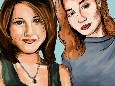 Rachel (from Friends) and a friend draw friends illustration painting photoshop rachel