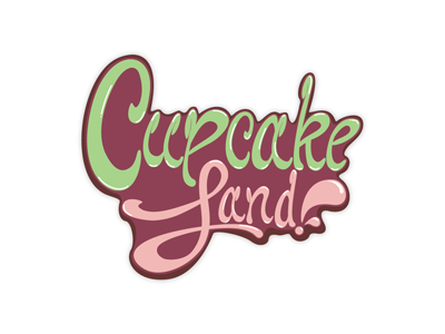 Cupcake Land! cupcake handlettering logo