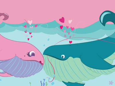 Love Whales illustration love sea creatures valentine whale