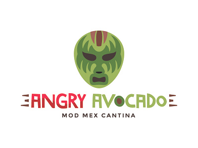 Angry Avocado branding design illustration logo luchador mask restaurant typography vector