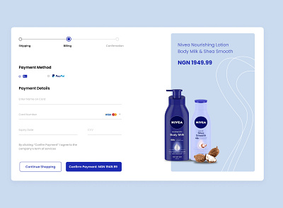 Checkout page for a body lotion product. branding design illustration logo typography ui ux vector