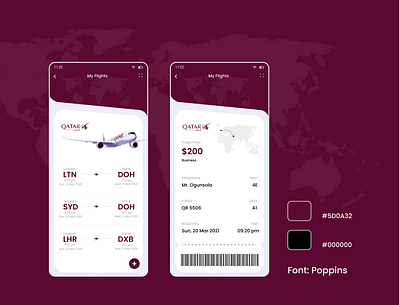 Boarding Pass app design icon illustration typography ui ux vector