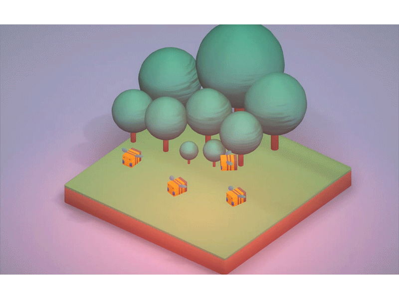 Minecraft Bees 3d animated animation bee bees gif gradient isometric minecreft