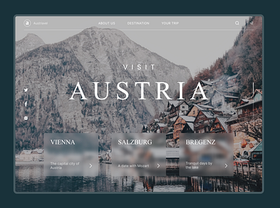 Travel UI Website Shot aesthetic austria design first shot glass serif shot simple simple design travel travel web traveling ui ui design ui shot ux design web web design website design white