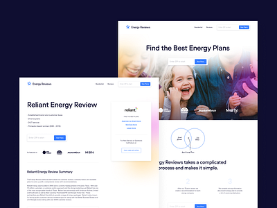 Energy Reviews Site bolt energy gradient landing page lightning reviews ui uiux ux web design website