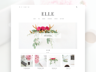 Elle WordPress Theme blog bloom blog shop clean elle etsy feminine flowers minimal white wordpress