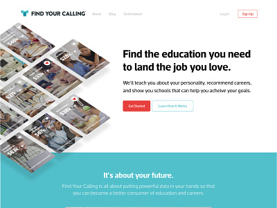 Another FYC Home Page blue careers data find your calling fyc home page jt grauke landing page ui ux