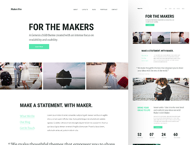 Maker Pro Home Page condensed font genesis layout navigation typography ui ux whitespace wordpress