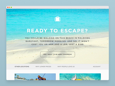 Landing Page for a Travel Web App blue dailyui day003 maldives travel ui web