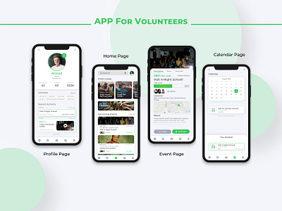 Mobile app design for Volunteers app design green mobile mobile app mobile app design mobileappdesign ui ux