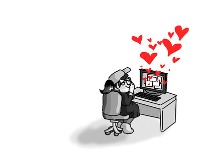 Support comic hearts illustration sketch