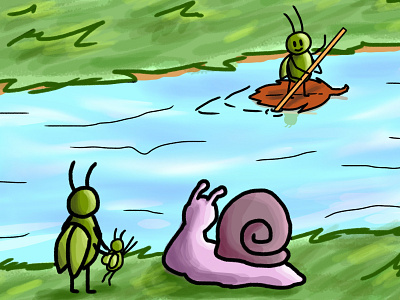 Along the rivers - animal adventures week animals bugs illustration sketch