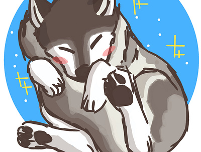 Sleepy husky animals dog illustration puppy sketch
